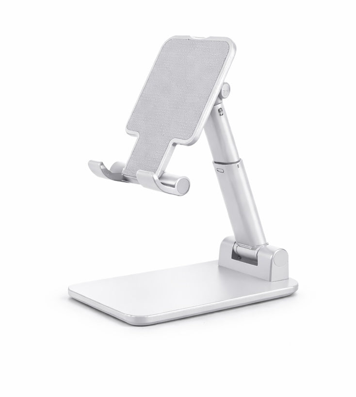 Adjustable Phone & Tablet Stand Desk Holder Foldable Aluminium – White