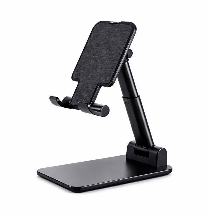 Adjustable Phone & Tablet Stand Desk Holder Foldable Aluminium – Black