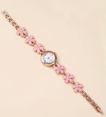 Pink Flower Bracelet Watch for Women – Elegant Floral Quartz Wrist Watch