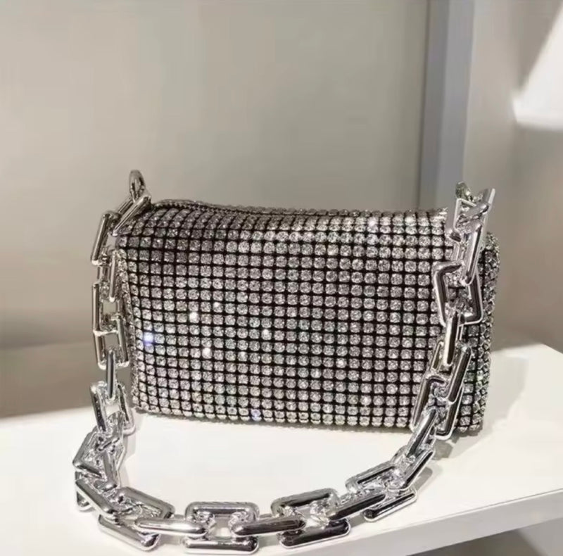 Sparkling Rhinestone Shoulder Bag – Elegant Crystal Evening Clutch for Women