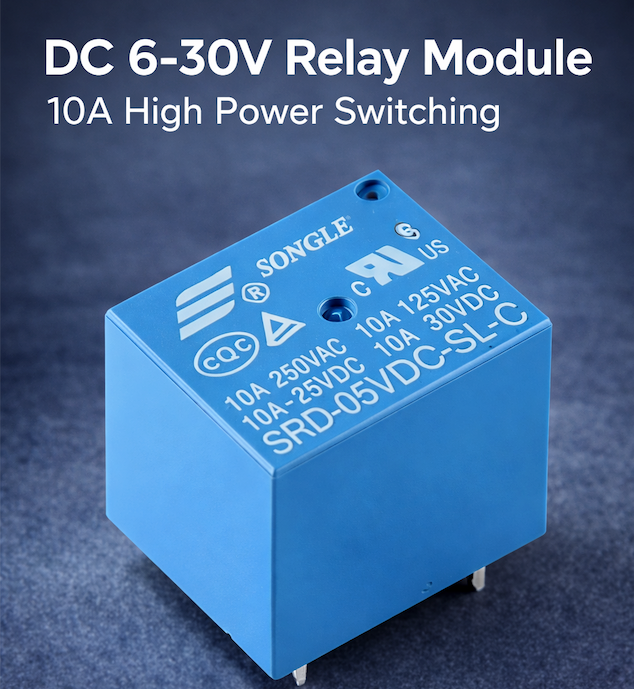 DC 6–30V Relay Module 10A High Power Switching Module for Arduino ESP32 PLC